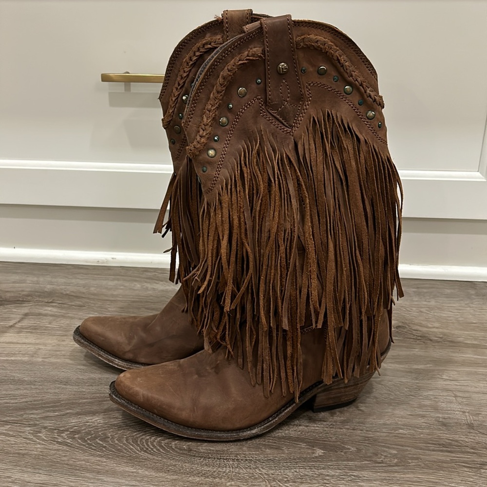 Brown Fringe Western Boots